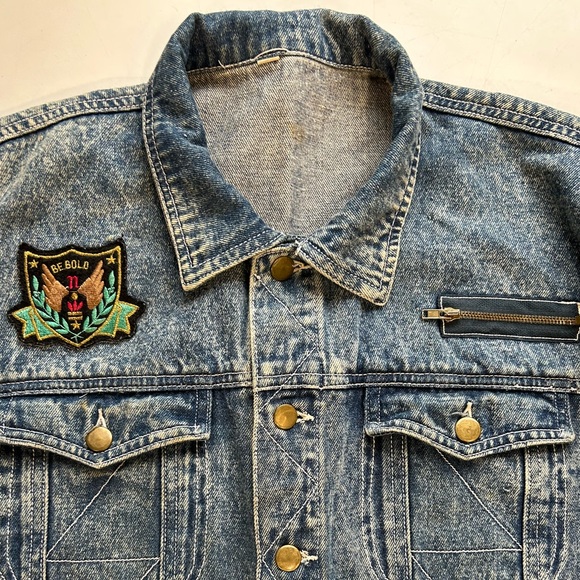 Vintage 80s stonewashed denim jacket, 100% cotton, used good condition - Picture 2 of 7